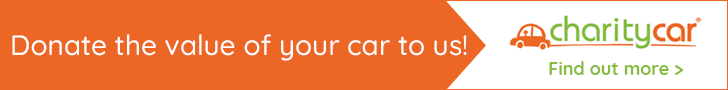 Orange rectangle banner with the words "Donate the value of your car to us!" and the Charity Car logo